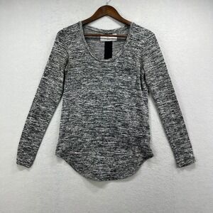Pure Good T Shirt Womens S Black White Marled Long Sleeve Basic Casual Tunic